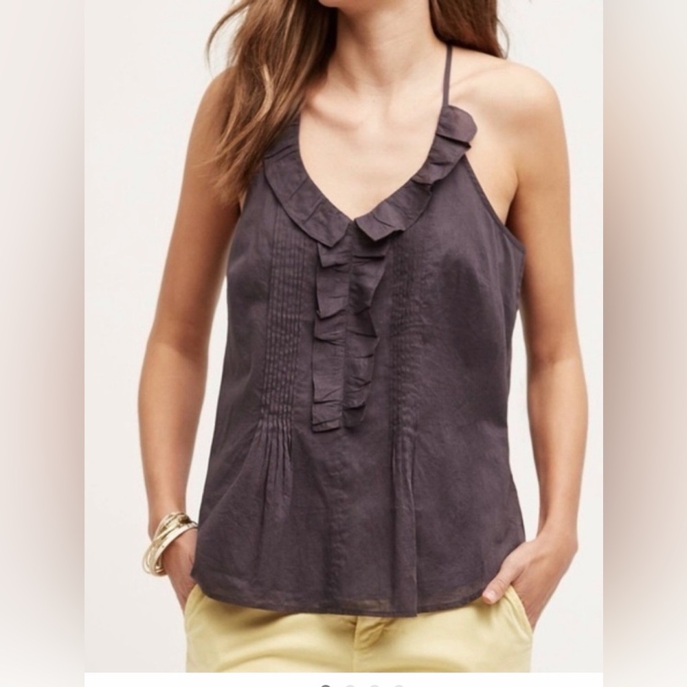 Anthropologie Les Cocotier’s Mora Ruffled Pleated Tank Top Size Small